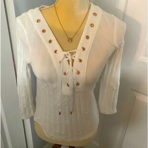 Free People Corset Tie Front Sweater